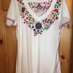 Johnny Was Embroidered Tee Shirt